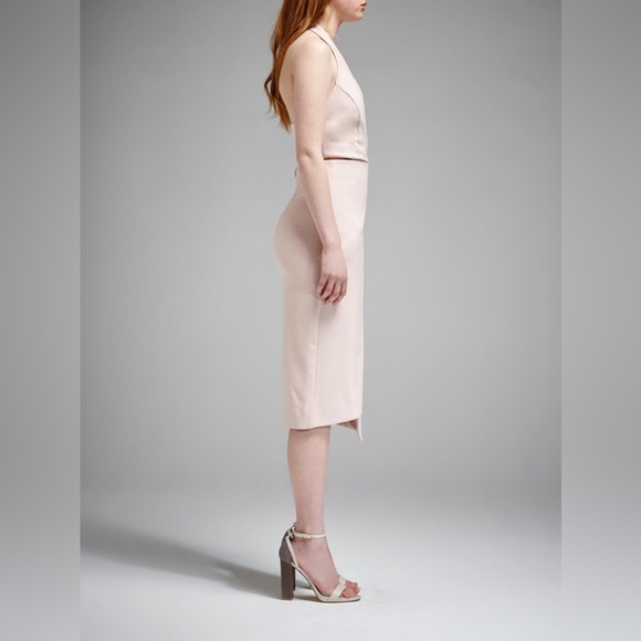 Nicholas $293 Ponti Halter Wrap Dress in Pale Pink - Picture 4 of 5